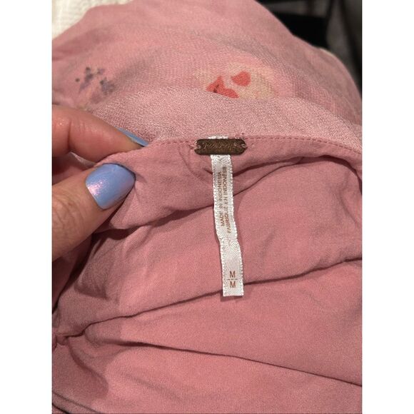 Free People Mini Dress Medium Pink Sleeveless Floral Faded Bloom Sleeveless M - Picture 4 of 16